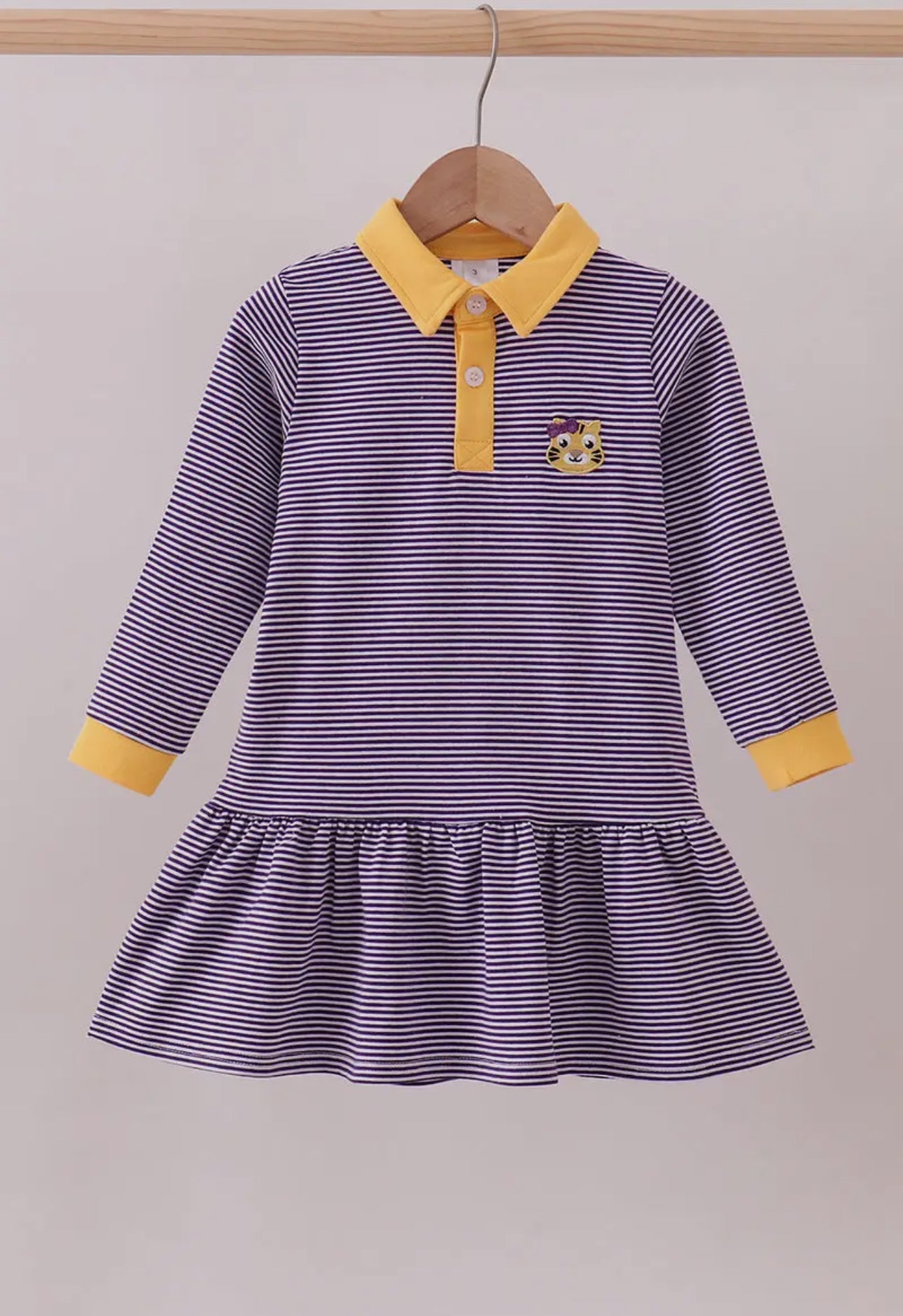 Premium Purple Lsu Stripe Tiger
Embroidery Dress