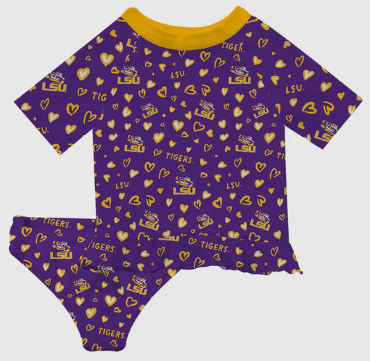 Lsu Tigers All Over Logo Purple Long Sleeve
Bikini Set