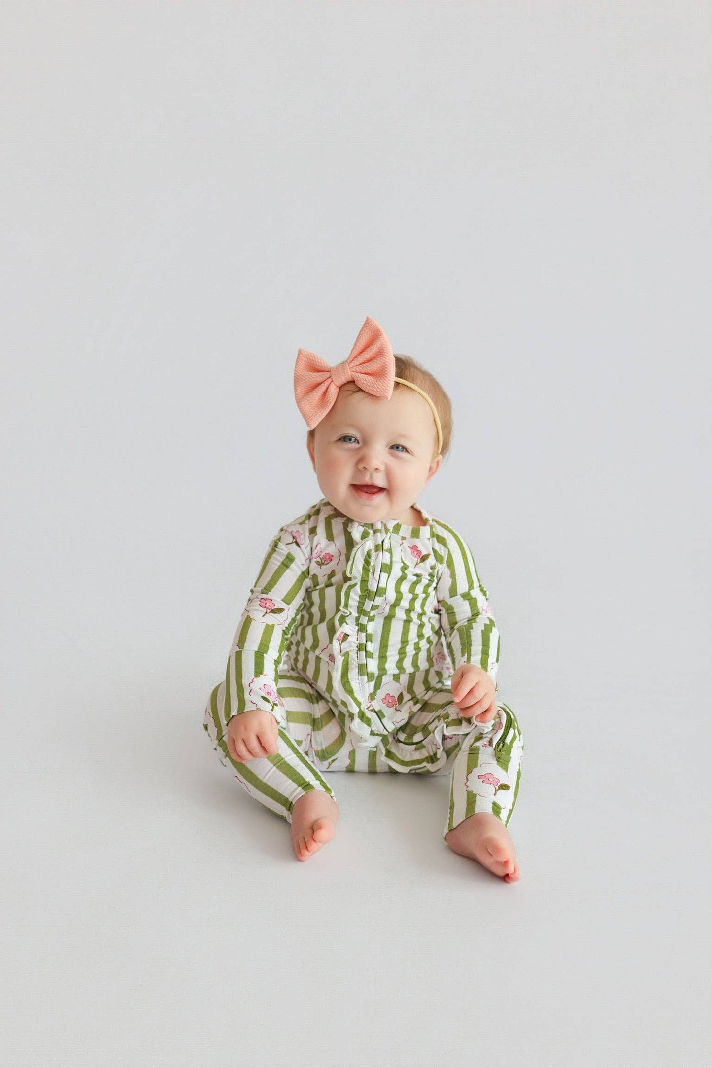 ROSIE'S MEADOW STRIPES DREAM RUFFLE ROMPER