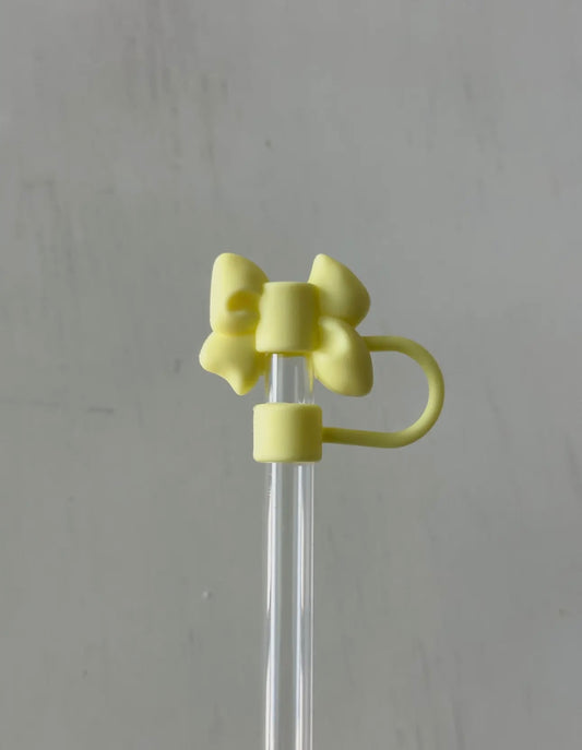 Straw Cover- Yellow Bow