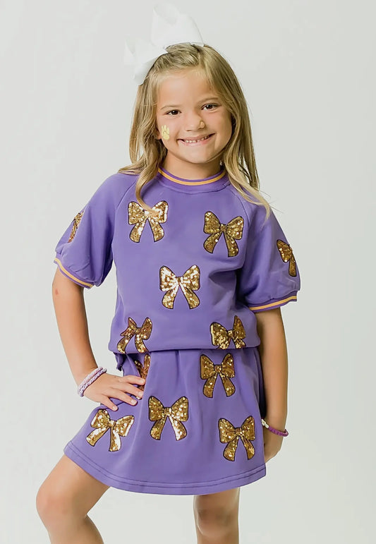 Purple and Gold Bows Top