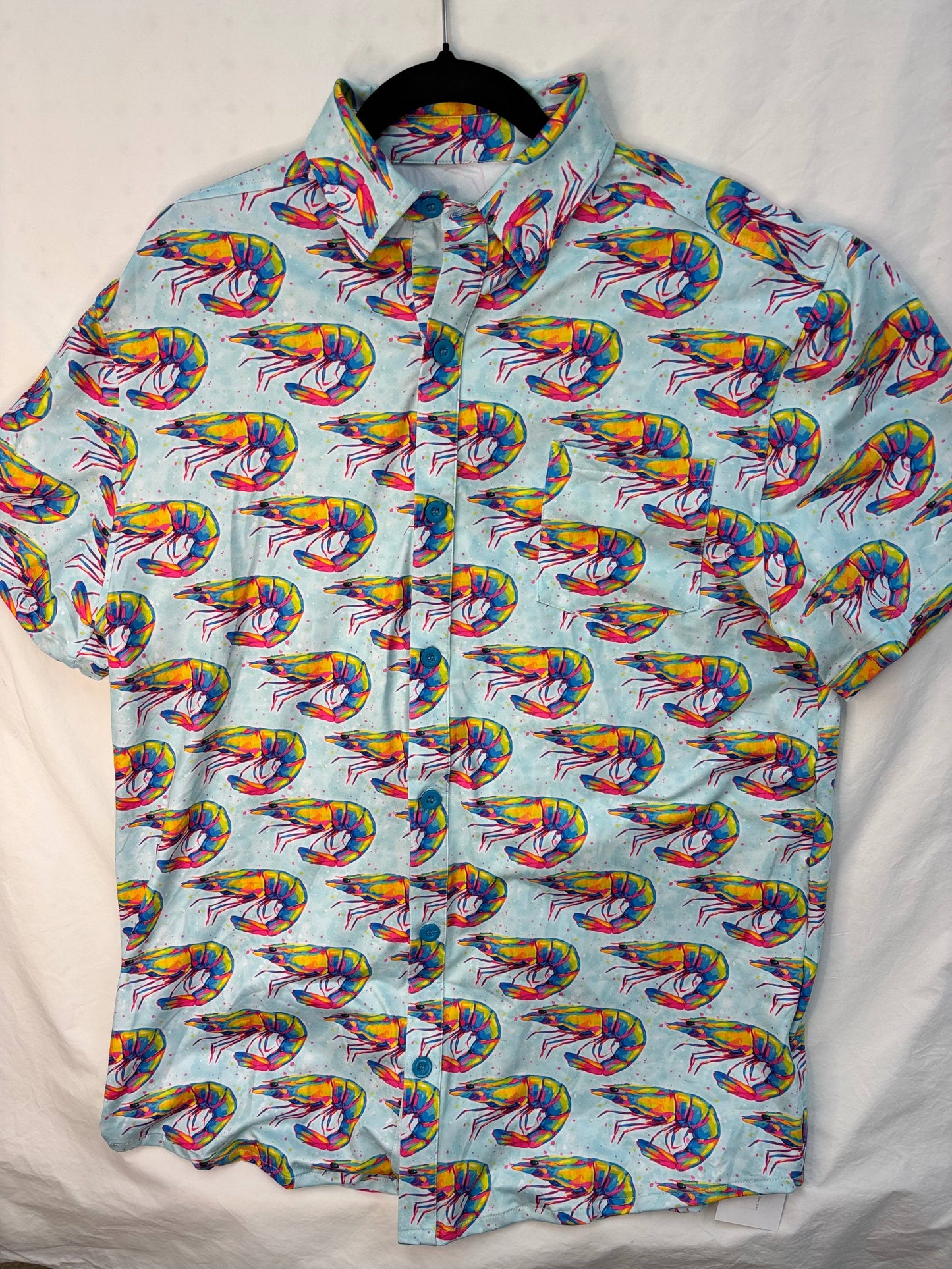 Shrimp Splatter Men’s Button Down Shirt