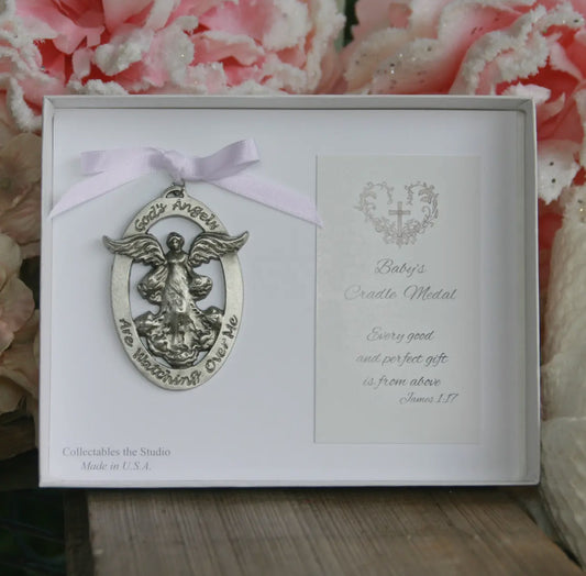 Baby Cradle Medal Angel For Girl