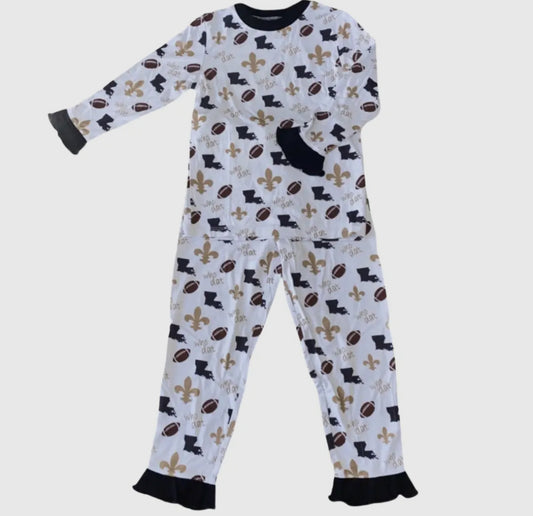 Who Dat Ruffle Bamboo Pajamas