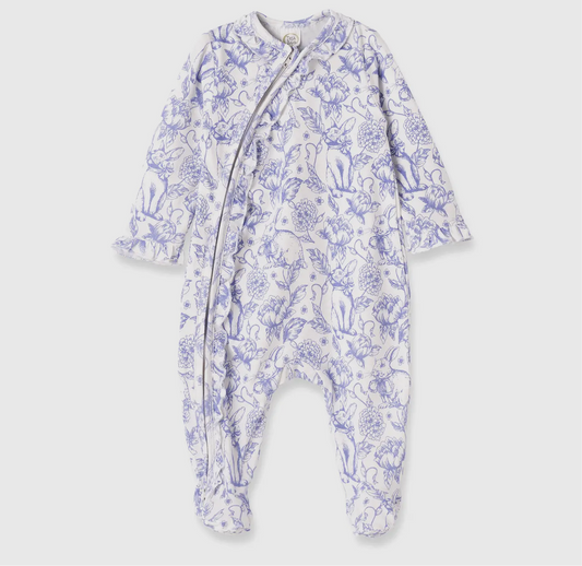 Easter “Bunny” Toile Bamboo Zipper Romper