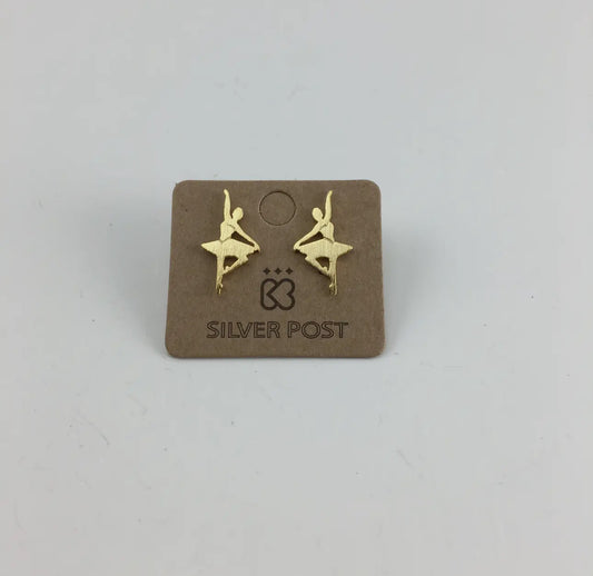 Dainty Gold Ballerina Post Earrings