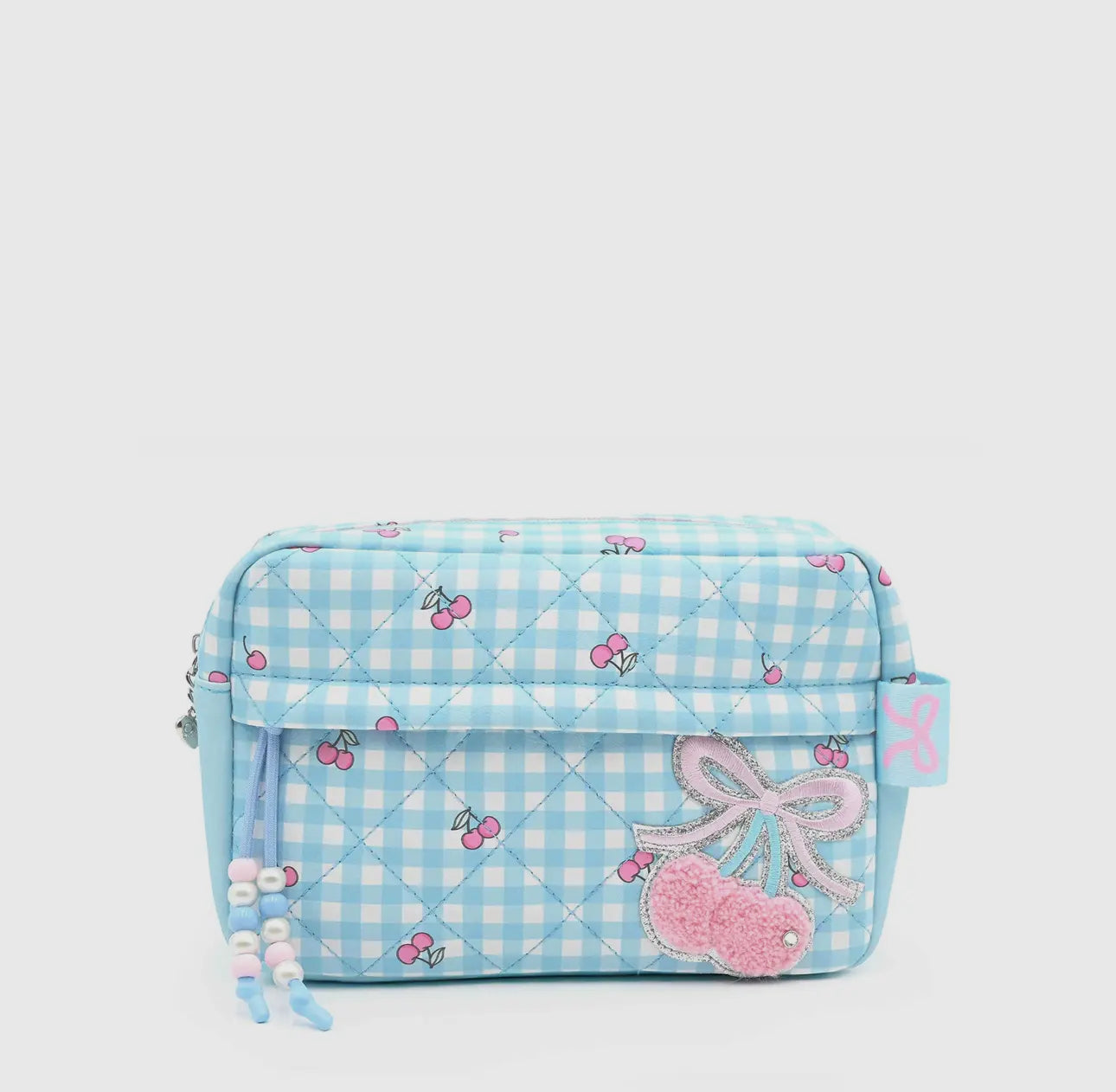 Quilted Cherry and Gingham Printed Pouch