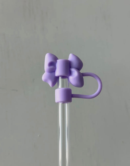 Straw Cover- Purple Bow