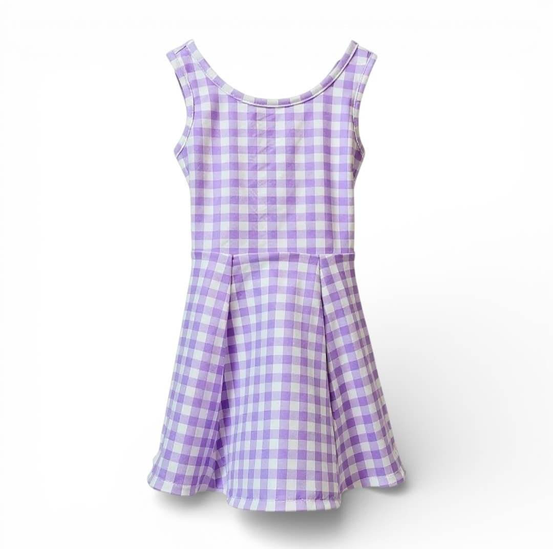 Gingham Activewear Dress in Purple and White
