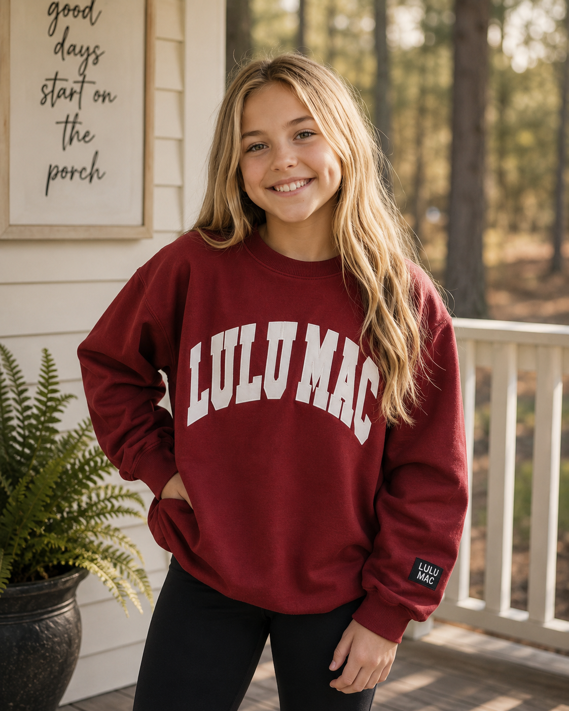 Youth LULU MAC Sweatshirt- Crimson/White - Stitch