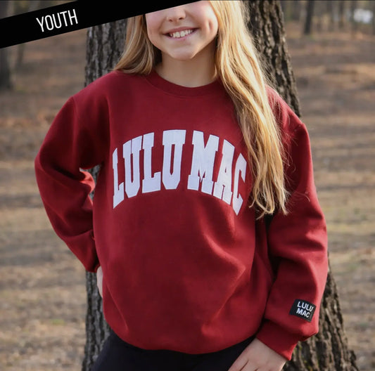 Youth LULU MAC Sweatshirt- Crimson/White - Stitch