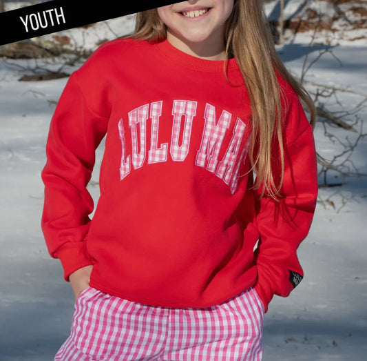 LULU MAC Youth Sweatshirt- Gingham Red