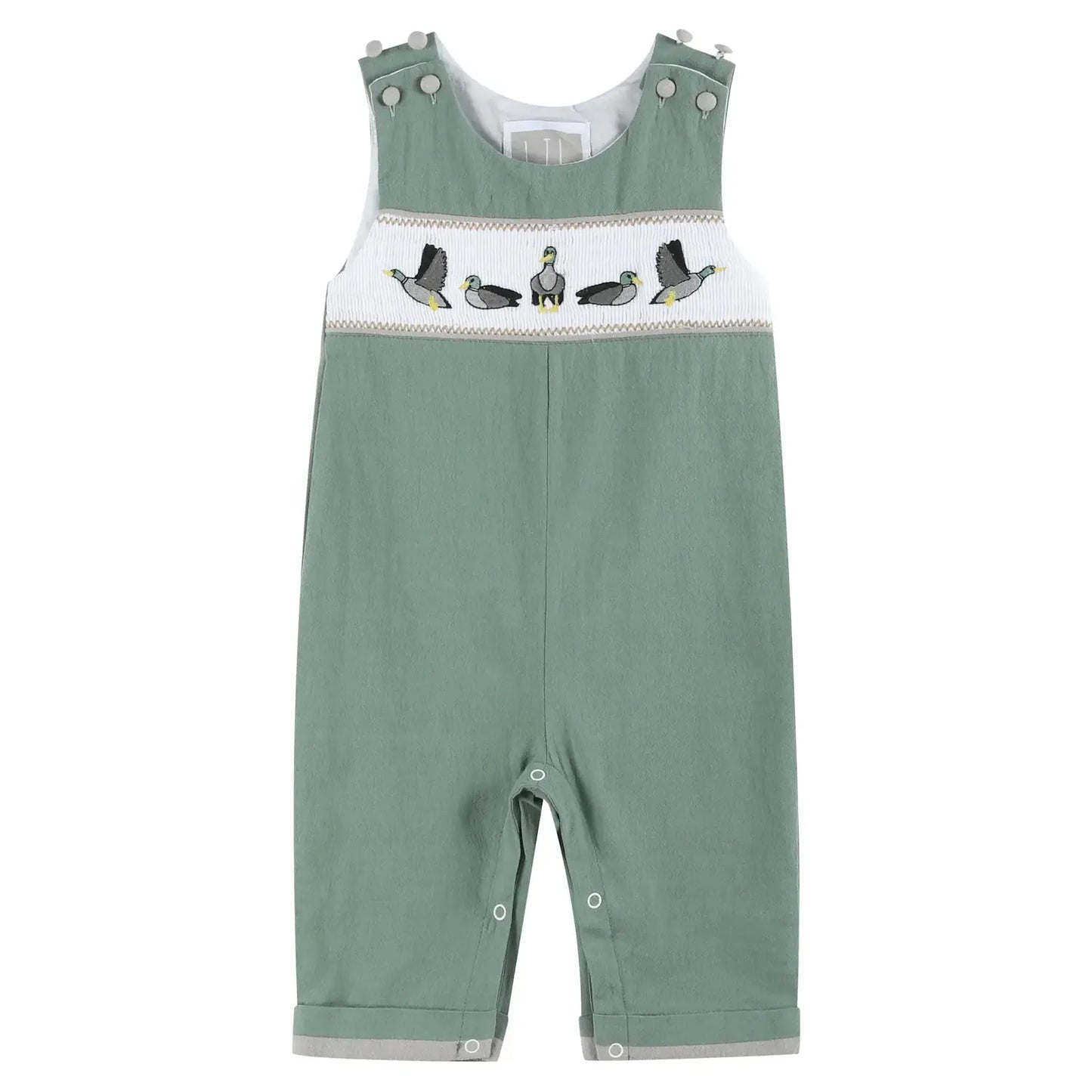 Sage Green Mallard Smocked Overall