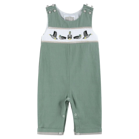 Sage Green Mallard Smocked Overall