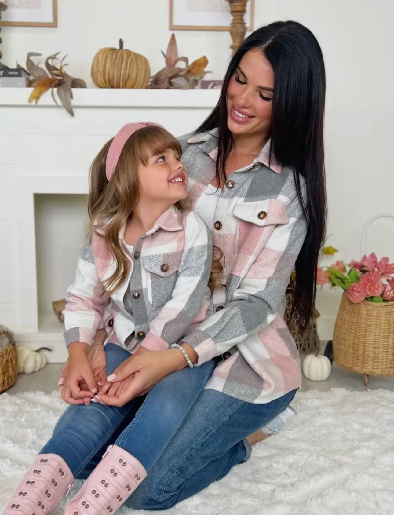 Mommy and Me Cozy Plaid Flannel Long Sleeve Shirt