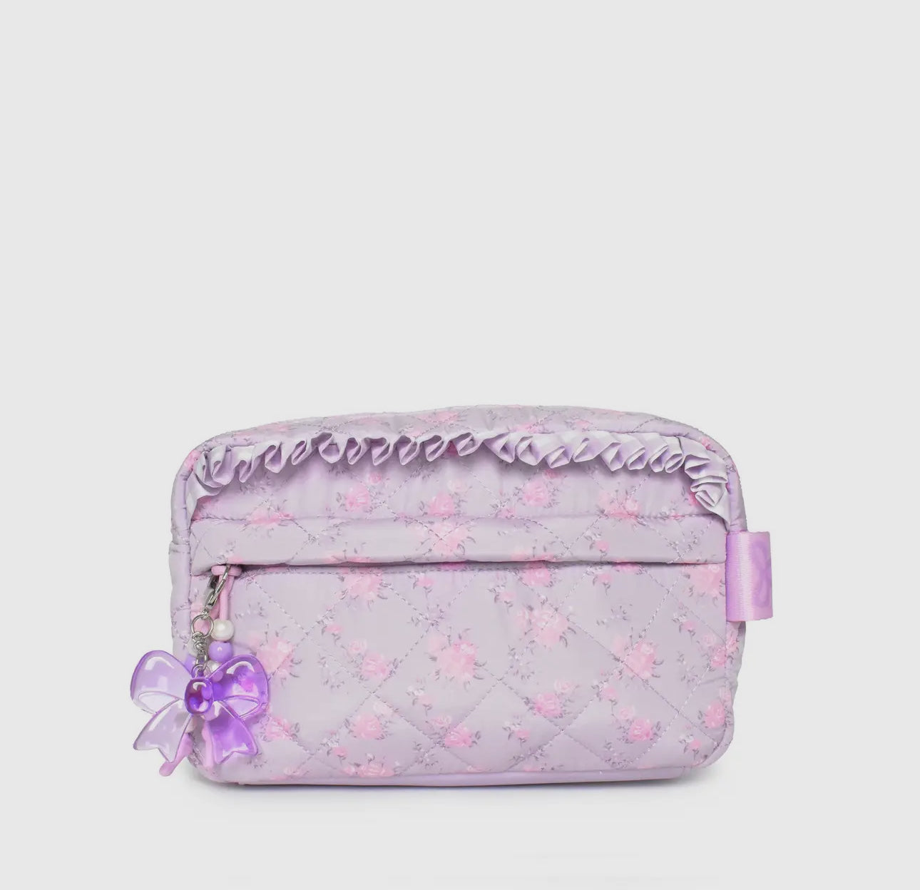 Quilted Floral Printed Pouch with Charm