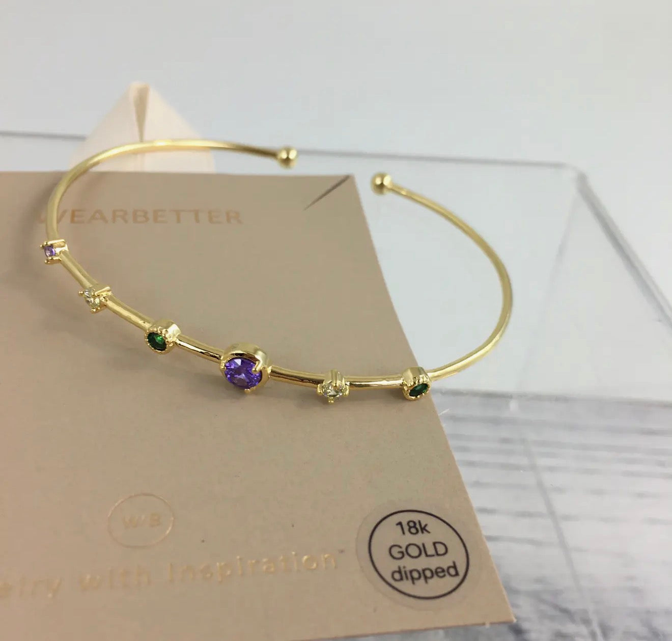 Mardi Gras Gem Cuff Bracelet