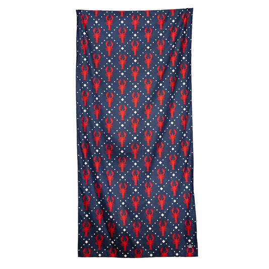 Crawdad Craze Beach Towel In Navy & Red