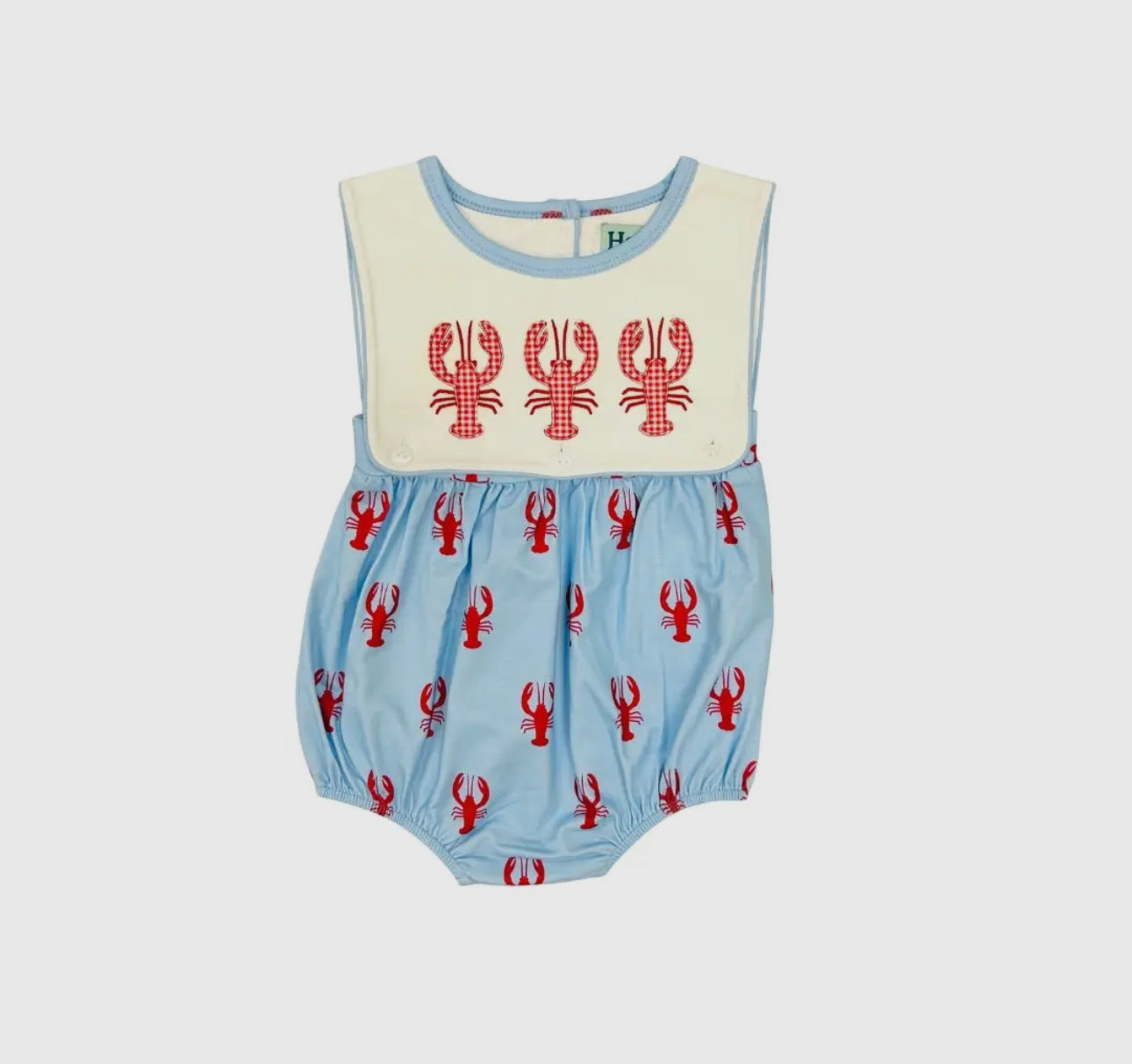 Hazel Blue Crawfish Print/Applique Bubble