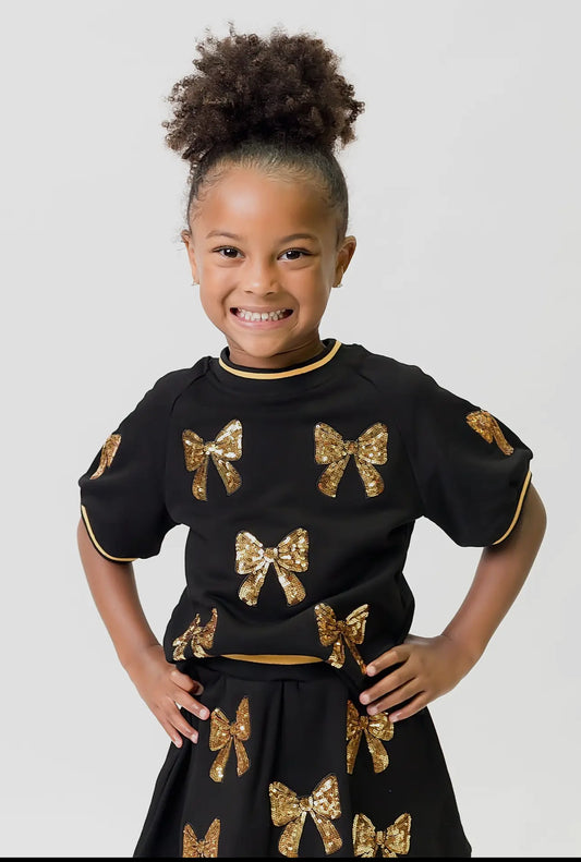 Black and Gold Bows Top