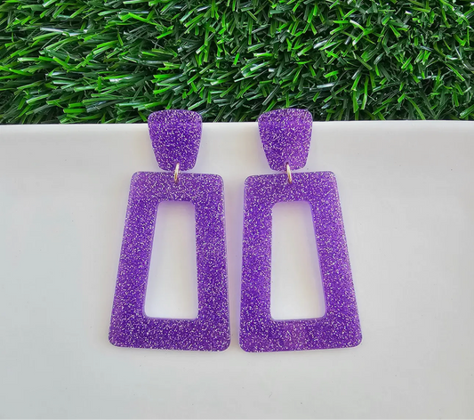 Avery Earring- Purple Glitter/ Gameday