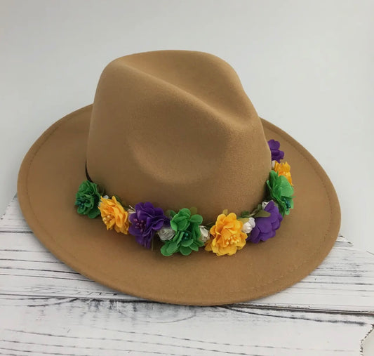 Mardi Gras Flower Cowboy Hat
