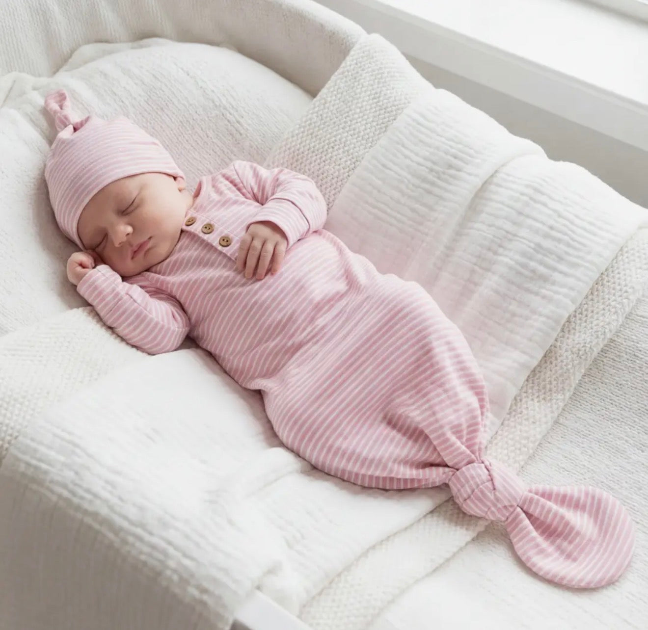 Knotted Gown Pink Stripe