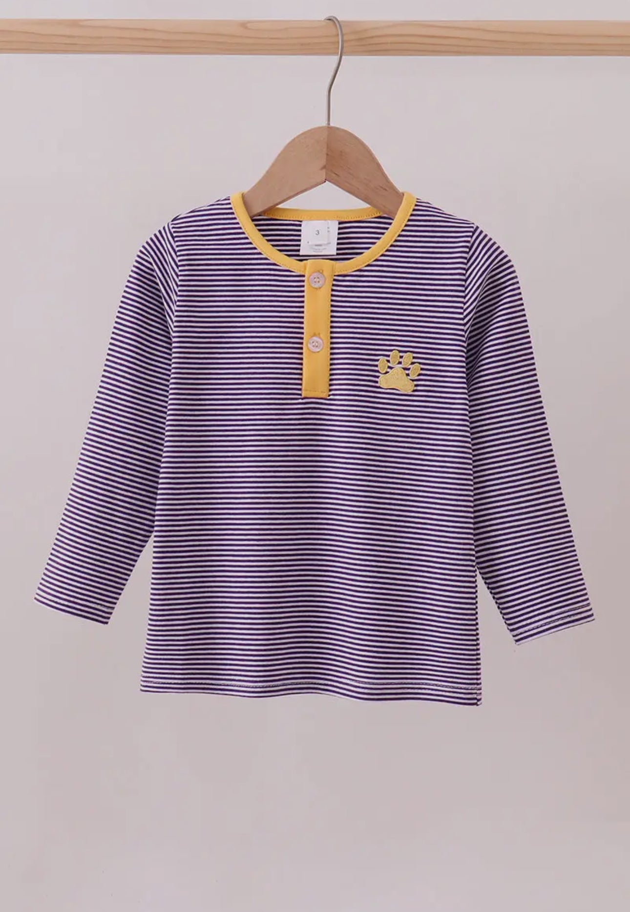 Premium Purple Lsu Stripe Embroidery Top