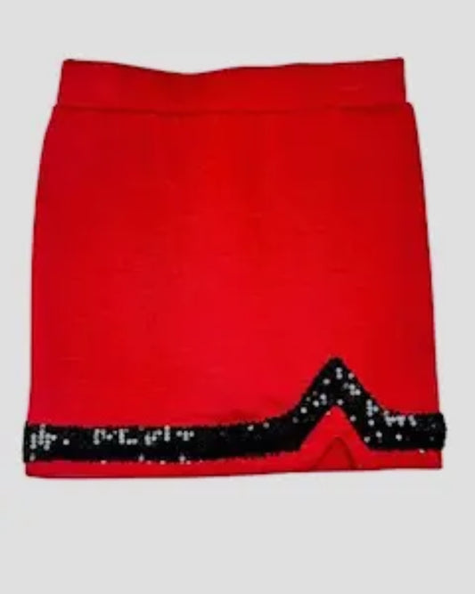 Girls Gameday Red and Black Sequins Skirt