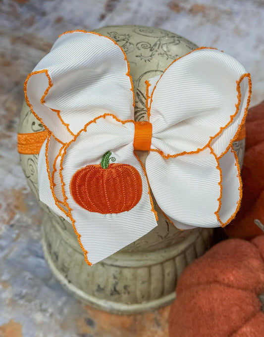 Pumpkin Embroidered Moonstitch Bow
Headband