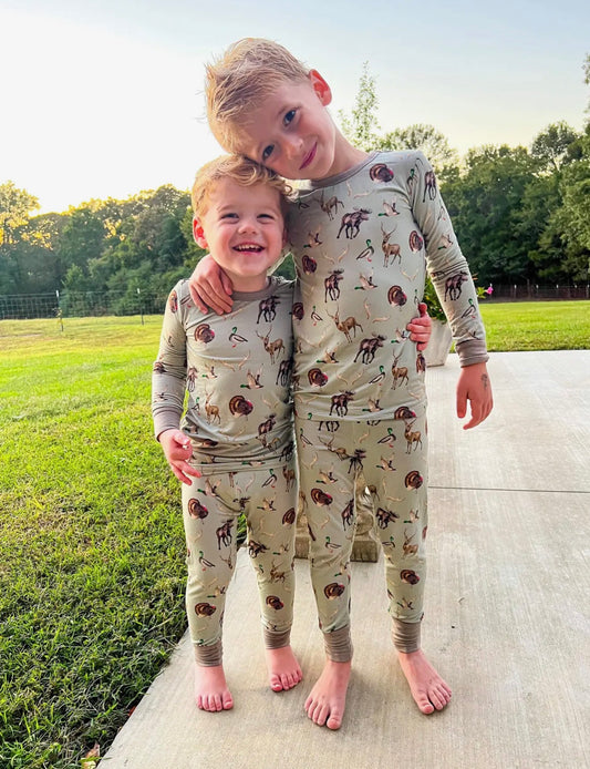 Hunting Clothes Bamboo Pajamas Kids Pj Set