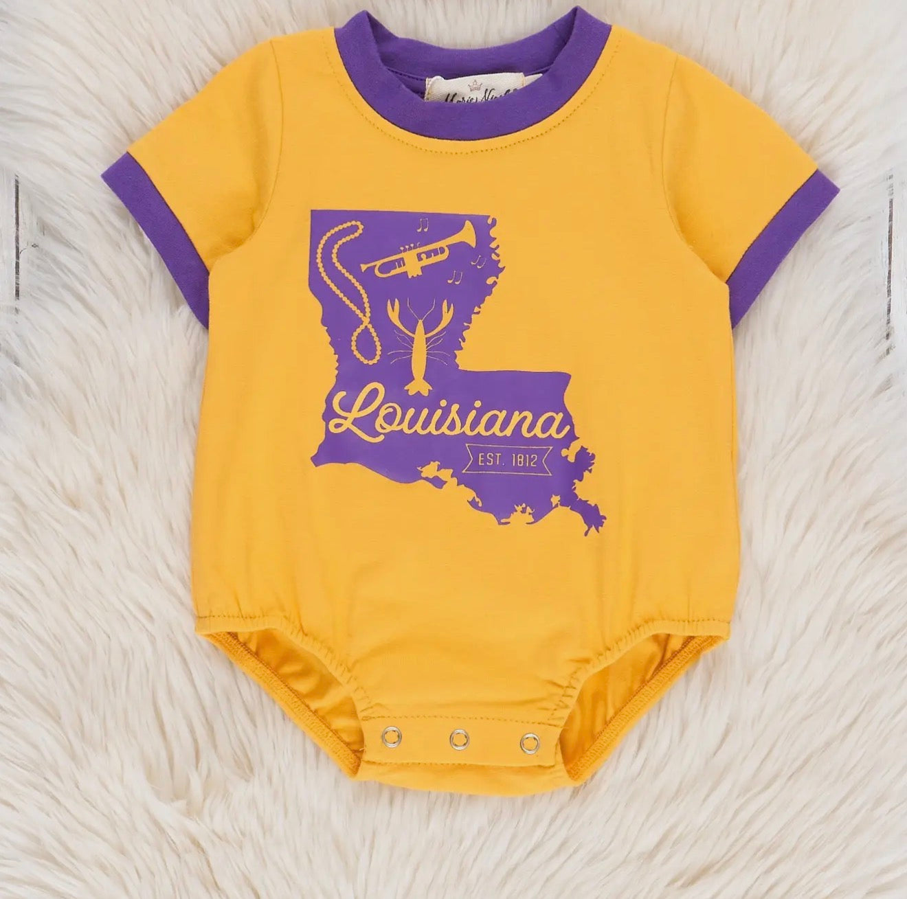 State of Louisiana Graphic Bubble Romper