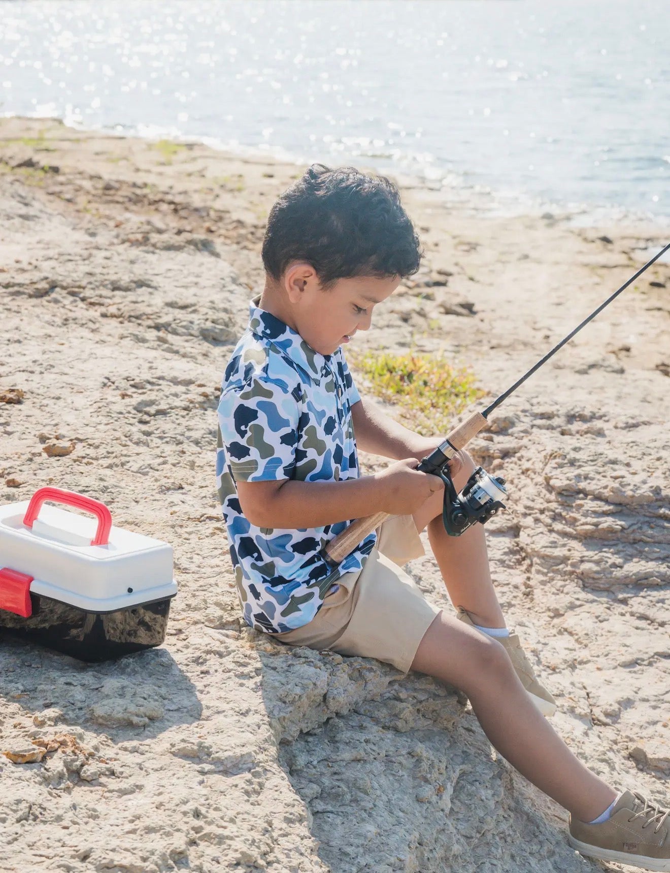 Boys Fish Camo Catch Knit Short Sleeve
Performance Polo