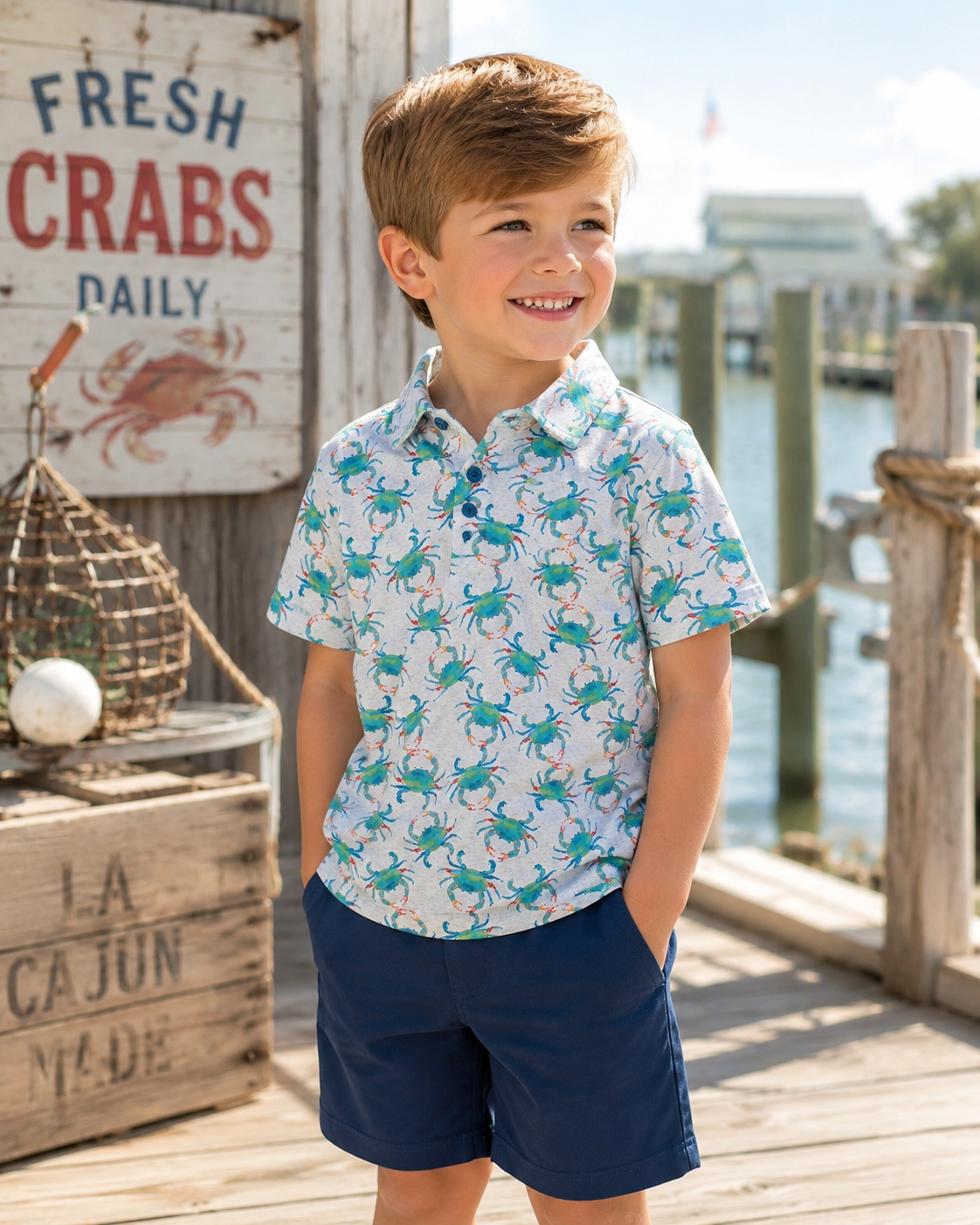 Aqua Crab Boys Polo Shirt