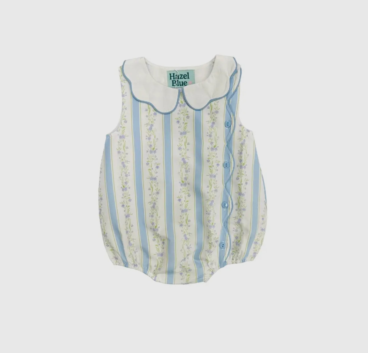 Hazel Blue Floral Bubble with Scallop Trim