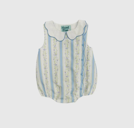 Hazel Blue Floral Bubble with Scallop Trim