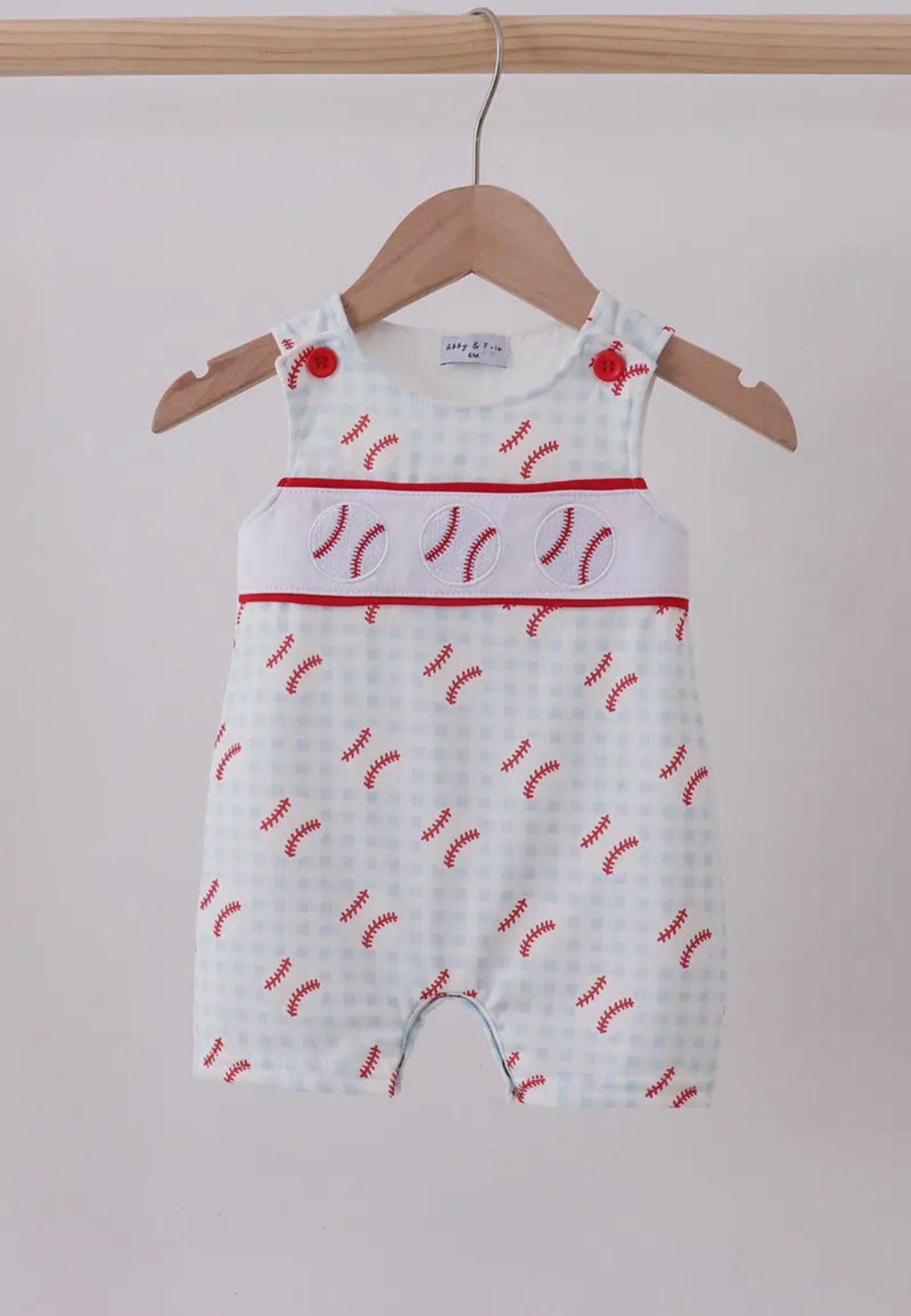 Baseball Applique Gingham Jonjon