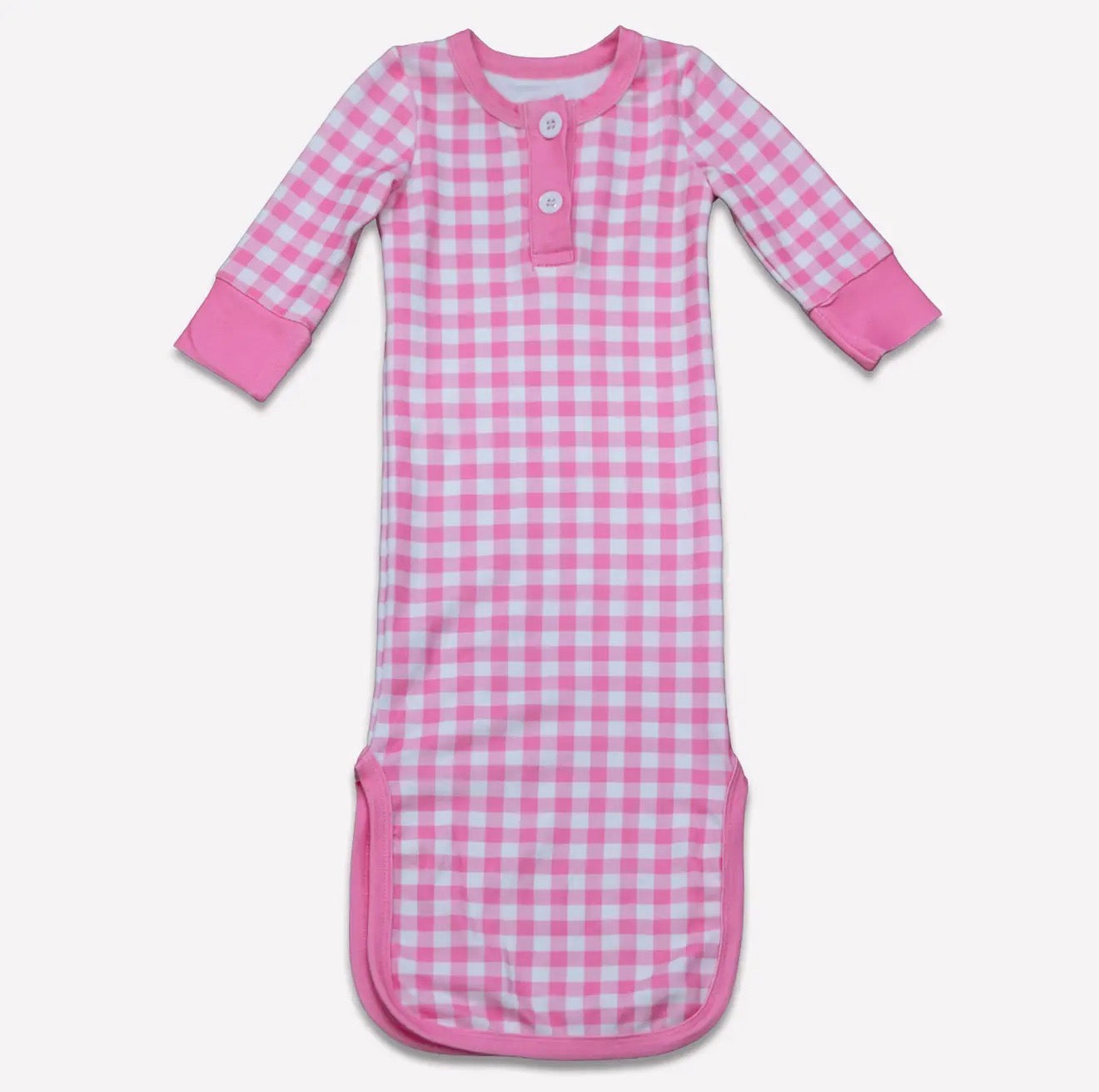 Girls Baby Knotted Gown - Pink Gingham