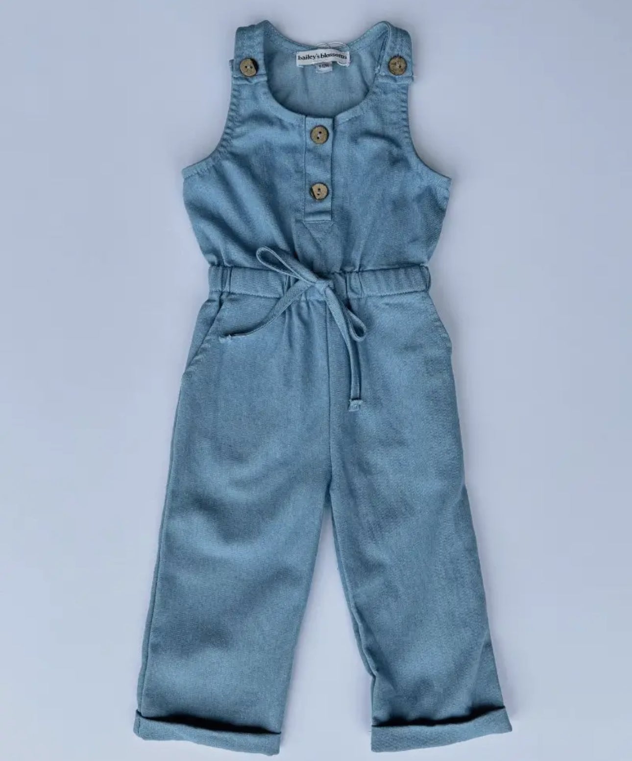 Ari Button Front Denim Jumpsuit -
Light Wash