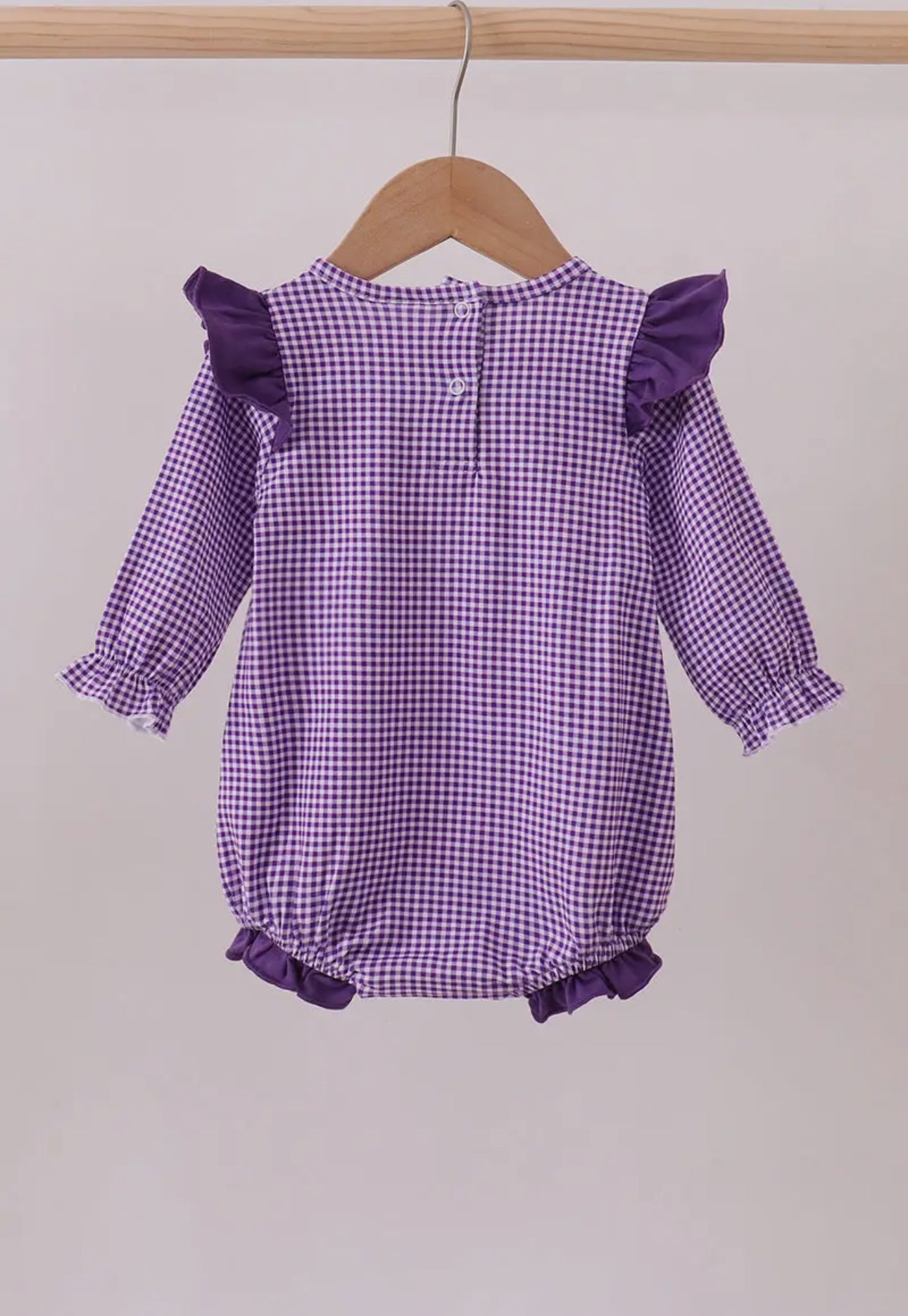 Premium Purple Lsu Tiger Embroidery
Gingham Ruffle Bubble