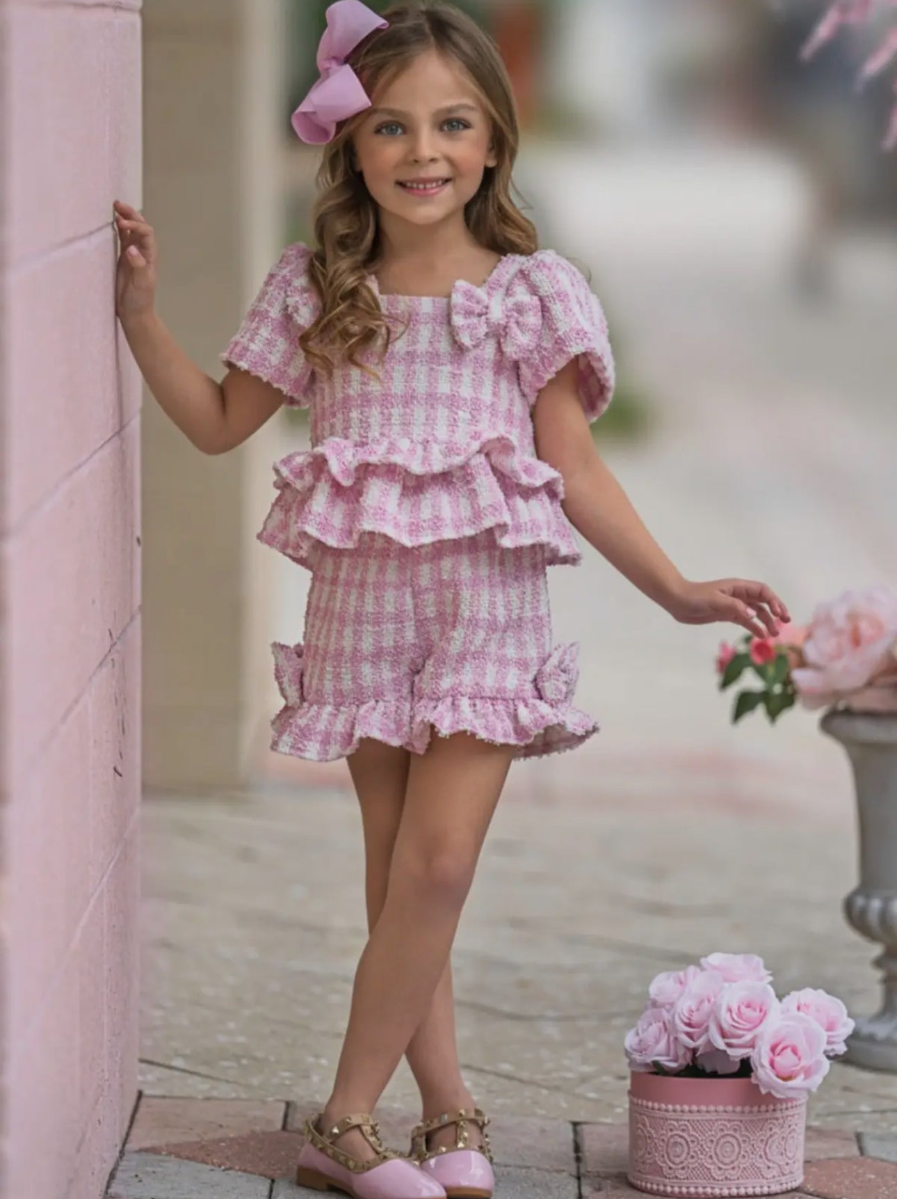 Feast in Fashion Pink Gingham Top and Short Set