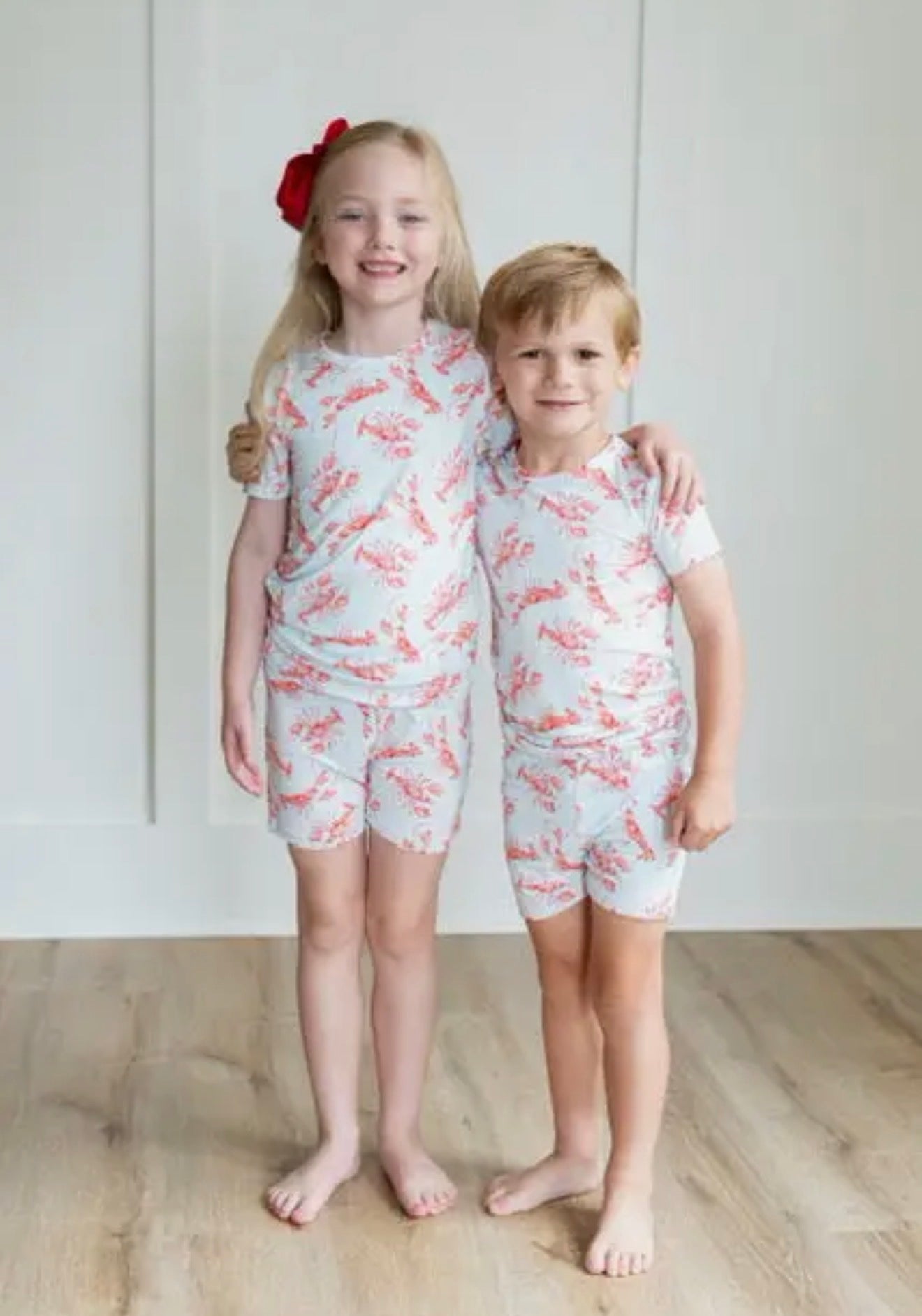 Crawfish Two Piece Pajama Shorts Set