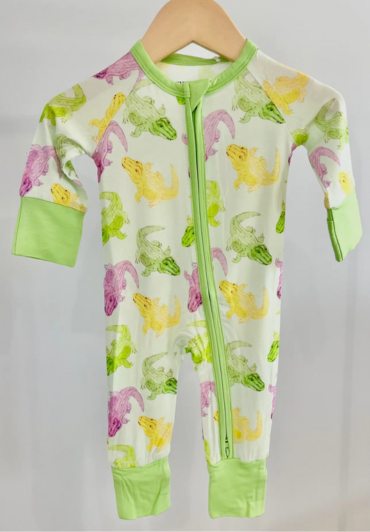 Mardi Gras “Alligator” Zipper Onesie