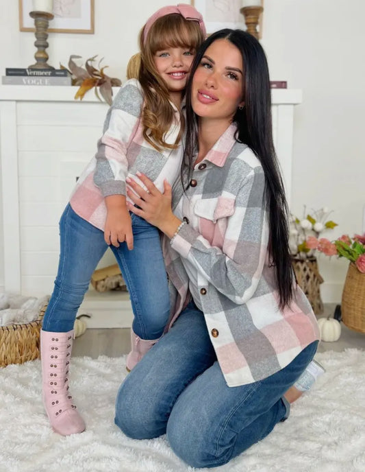 Mommy and Me Cozy Plaid Flannel Long Sleeve Shirt