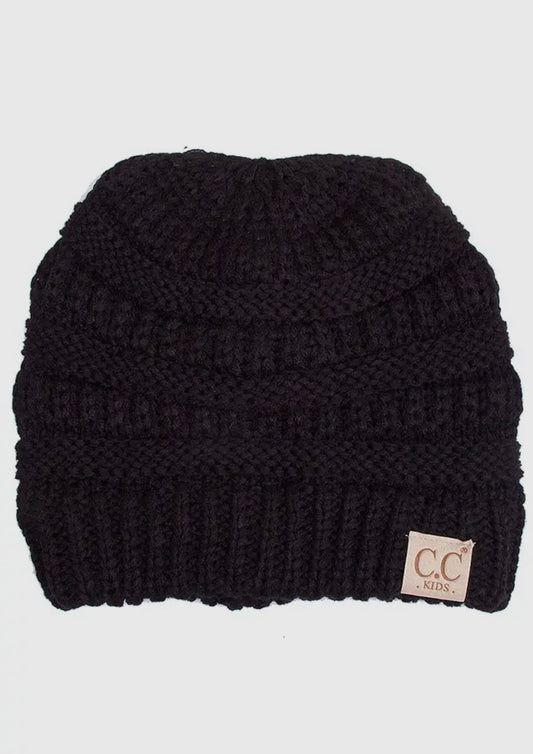 C.C Kids Solid Classic Knit Beanie- Black