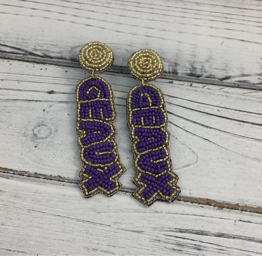 Beaded ''GEAUX''- Earrings
