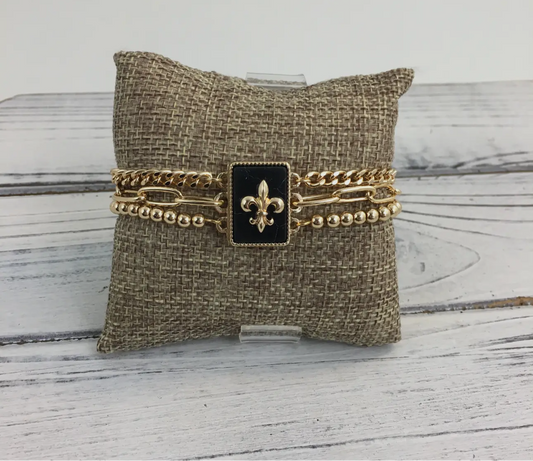 Natural Stone Layered “Fleur De Lis”- Bracelet