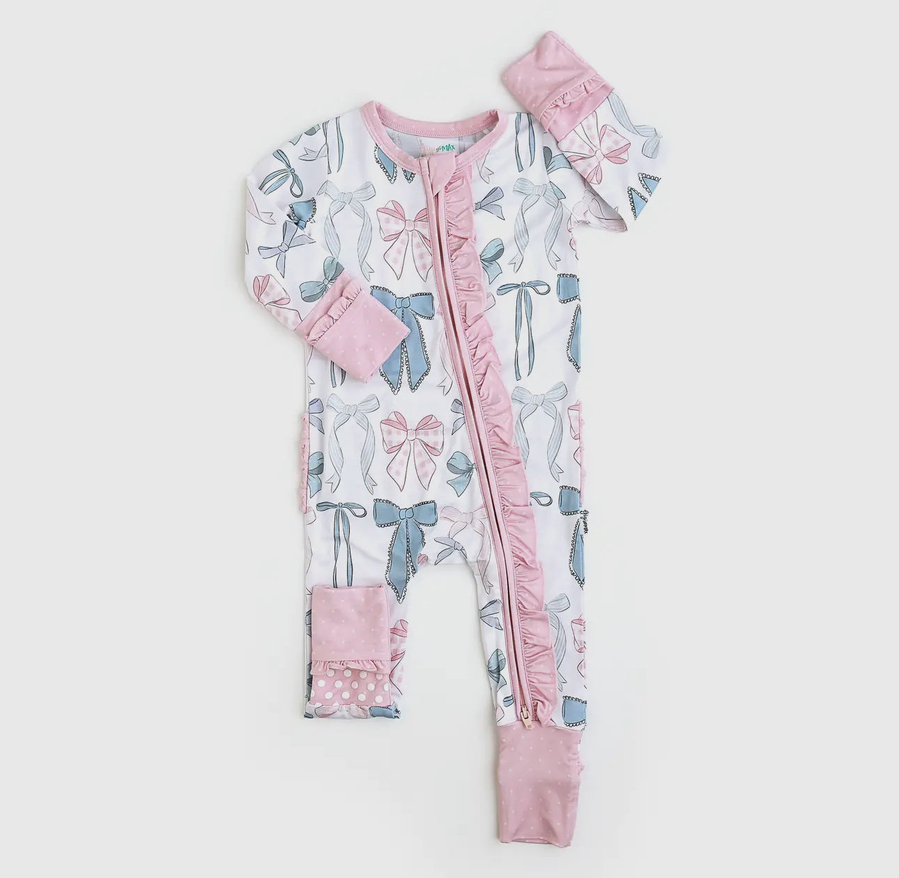 Samantha Bows Ruffle Zip Bamboo Sleepies Little Outfit