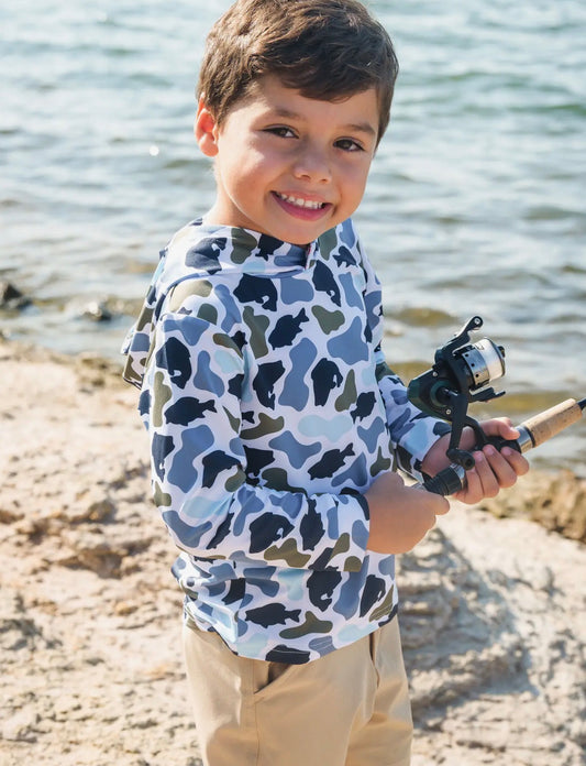 Boys Fish Camo Catch Performance
Hooded Shirt