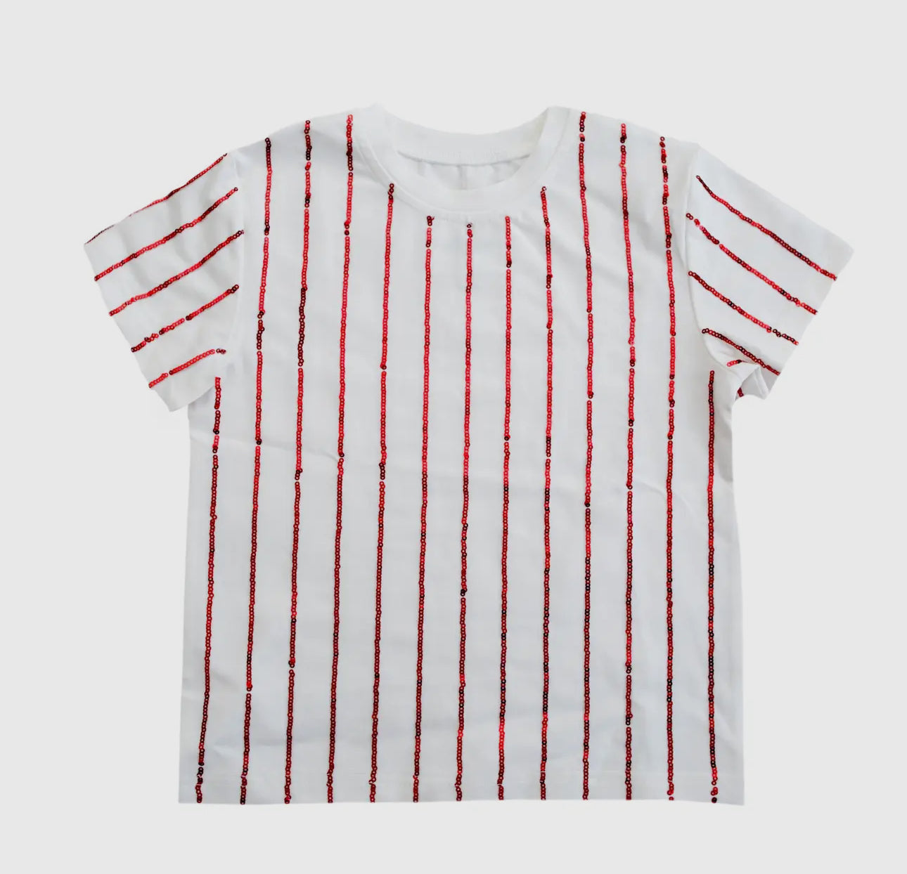 Red Sequin Striped Kid Shirt
